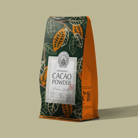 Cacaitos Cacao Powder – Packaging Of The World Cocoa Fruit, Warm And Cold Colours, Organic Packaging, Logo Design Business, Food Company, Chocolate Brands, Food Packaging Design, Cacao Powder, Beverage Packaging