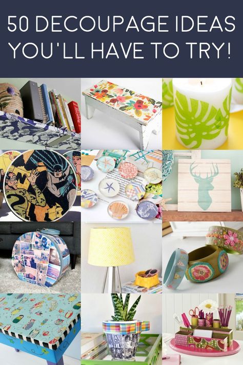 Get started on your decoupage journey with these 50 unique decoupage ideas! Grab a bottle of Mod Podge and start making. Patchwork, Mod Podge Projects, Diy Mod Podge, Decoupage Tutorial, Decoupage Decor, Mod Podge Crafts, Reading Diy, Decoupage Ideas, Napkin Decoupage