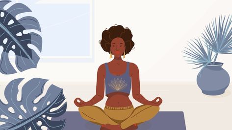 Flow Illustration, Expectations Of Women, Working On Myself For Myself, Meditating Woman, Intj Female, Black Woman Yoga, Home Vector, Mental Health Clinic, Yoga Lotus