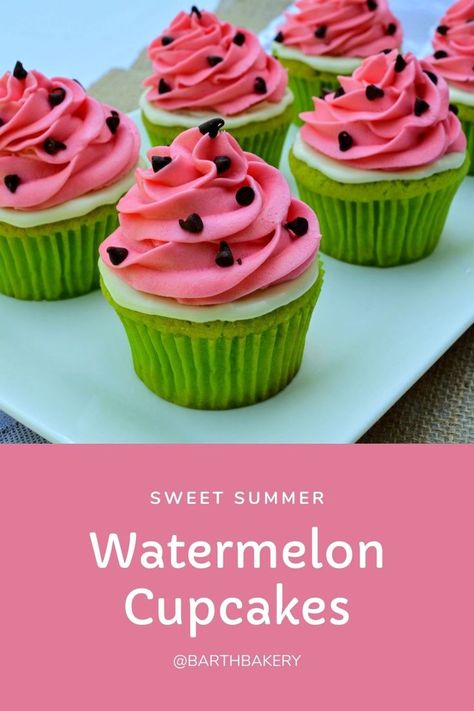 Watermelon Cupcakes Recipe, Watermelon Activities, Adorable Cupcakes, Melon Birthday, Watermelon Cookies, Watermelon Cupcakes, Summer Cupcakes, Watermelon Birthday Parties, Cupcake Mix