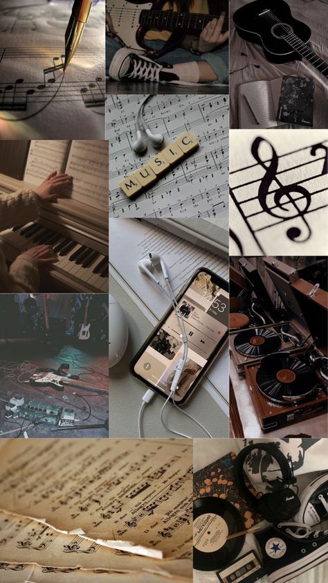 Collage, Musical Instruments, Wallpapers, Instruments Music, Music Aesthetic, Music Notes, Aesthetic Wallpapers, Things That, Musical