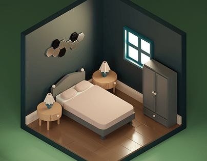 Isometric House, 3d Bedroom, Bedroom Drawing, 3d Blender, Isometric Art, Isometric Design, 3d Motion, Blender 3d, 3d Modeling