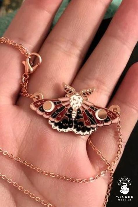 Looking for the perfect gift for that special someone in your life? Imagine the look on their face when you surprise them with this stunning lunar moth necklace! ✨ A symbol of transformation and beauty, just like your love. ❤️🦋 . . . . . #moonmagic #moonrock #art #moons #moth #nature #butterfly #macro #insects #insect #art #moths #necklace #jewelry #jewellery #fashion #accessories Moth Necklace, Insect Necklace, Witch Accessories, Necklace Moon, Witch Fashion, Insect Jewelry, Celestial Jewelry, Funky Jewelry, Fantasy Jewelry