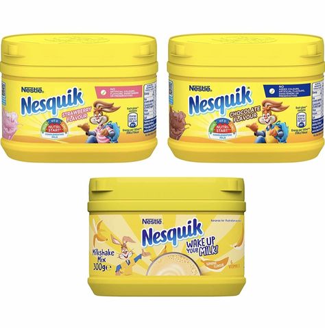 Nesquik Rabbit, Nesquik Strawberry, Nesquik Bunny 2000s, Nesquik Chocolate Milk, Banana Milk Indomilk, Strawberry Nesquik, Banana And Chocolate, Strawberry Drinks, Snacks Ideas