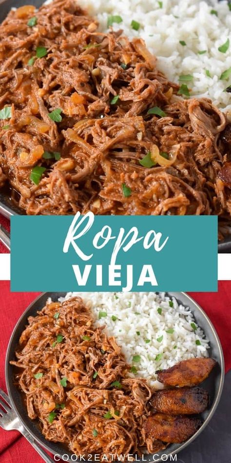 Caribbean Recipes, Shredded Beef Recipes, Cuban Dishes, Boricua Recipes, Cuban Cuisine, Spanish Dishes, Hispanic Food, Shredded Beef, Cuban Recipes