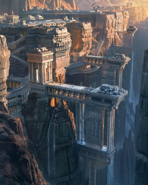 Empire Architecture, Inner Monster, Desert Aesthetic, Dragon City, Location Inspiration, Architecture Magazines, Fantasy City, Fantasy Setting, Futuristic Art