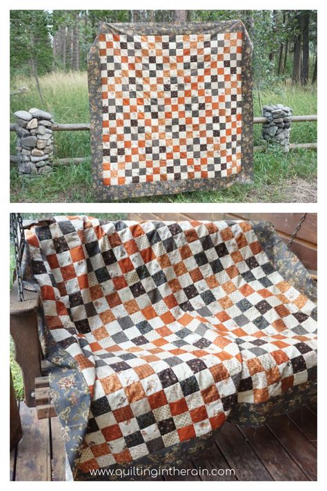 Modern Halloween Quilt, Easy Halloween Quilt Patterns, Halloween Quilt Ideas, Halloween Quilt Panels, Pumpkin Quilts, Quilt Patterns Easy, Halloween Sewing Patterns, Halloween Sewing Projects, Halloween Quilt Patterns