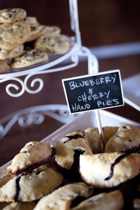 hand pies! Zoom Photography, Cherry Hand Pies, Wedding Snap, Country Western Wedding, Hand Pie, Pie Day, Food Signs, Wedding Display, Wedding Hands