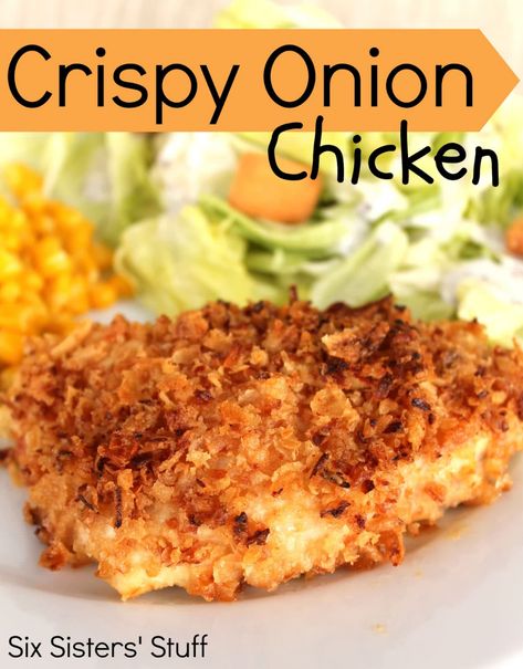 Crispy Onion Chicken Crispy Onion Chicken, French Fried Onions, Onion Chicken, Crispy Onions, Cooking Spray, Chicken Main Dishes, Onion Recipes, Boneless Skinless Chicken, Fried Onions