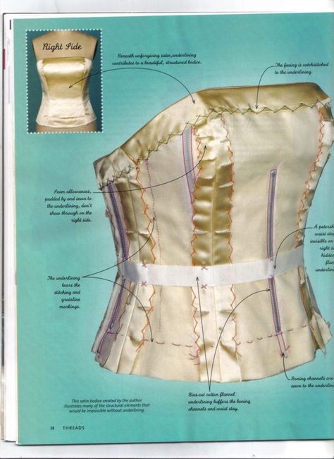 Pola Bra, Corset Making, Threads Magazine, Corset Sewing Pattern, Couture Techniques, Garment Construction, Tailoring Techniques, Corset Pattern, Couture Sewing Techniques