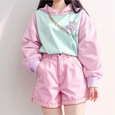 Pastel Retro Outfit, Blossom Core, Ghost Oc, Dope Fashion Outfits, 80s Inspired Outfits, Skating Costume, Alt Outfits, Unisex Clothes, Fashion Drawing Dresses