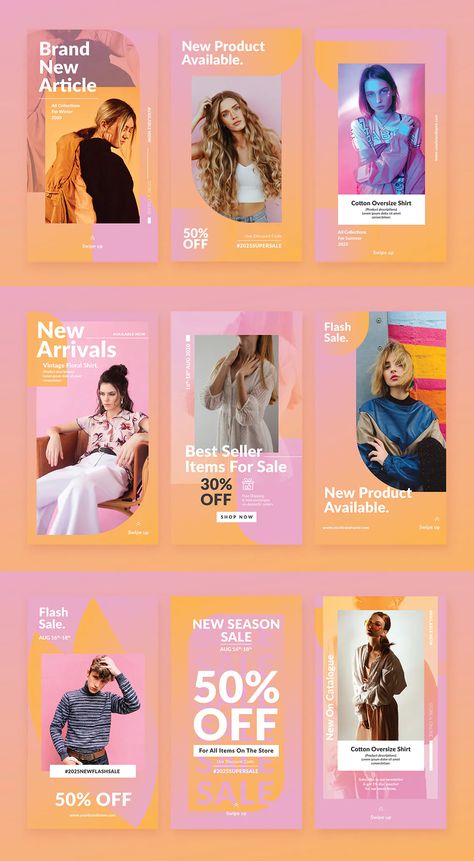 Instagram Template Fashion Brand, Fashion Instagram Template Design, Instagram Story Ideas Promotion, Fashion Instagram Template, Fashion Instagram Story Design, Instagram Story Promotion Design, Fashion Brand Instagram Stories, Fashion Promotion Design, Fashion Instagram Feed Design