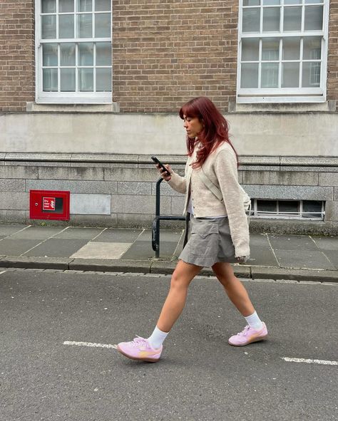 Spring in my Puma Palermos 🌸@puma.uk @asos AD Pink Puma Palermo Outfit, Puma Club 5v5 Outfit, Puma Palermo Pink, Pink Shoes Outfit Ideas, Puma Palermo Outfit Women, Puma Sneakers Womens Outfit, Puma Palermo Outfit, Palermo Puma, Puma Shoes Outfit