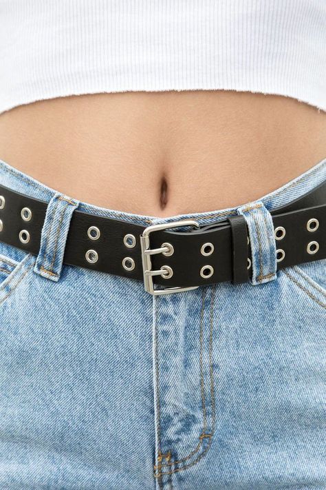 Black Y2k Aesthetic, Double Grommet Belt, Punk Belt, Grommet Belt, Aesthetic 90s, Black Y2k, Belt For Women, Branded Belts, 90s Grunge