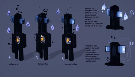 kingbdogz on Twitter: "Some ideas we had for early iterations of the Warden. Stalkers were going to have a glowing item in the middle of its chest that you would also randomly find throughout the biome floating on totems. The idea was Stalkers would stand perfectly still to "fake" those glowing items.… https://t.co/K5SMEu5Am1" Sculk Infection, Stalker Concept Art, Warden Minecraft, Minecraft Warden, Minecraft Cookies, Mobs Minecraft, Minecraft Building Blueprints, Character Descriptions, Minecraft Gameplay