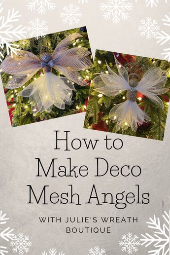 Diy Mesh Angel Tutorial, Decomesh Angels Diy, Deco Mesh Angel Tutorial How To Make, Mesh Angels Diy, Handmade Christmas Angels, Mesh Christmas Tree Decorations, Deco Mesh Angels Diy How To Make, Angel Wreath Deco Mesh, Deco Mesh Angel Wings Wreath Tutorial