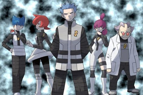 Galactic Aesthetic, Pokémon Villains, Pokemon Villains, Team Galactic, Pokémon Images, Pokémon Collection, Fanart Ideas, Pokemon Team Rocket, Dragon Type Pokemon