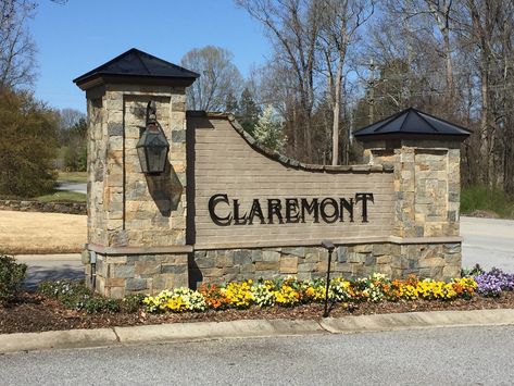 Neighborhood Entrance Signs Brick, Stone Signage, Subdivision Sign, Landscaping Entrance, Subdivision Entrance, Neighborhood Signs, Monument Signage, Brick Pillars, Entrance Signs