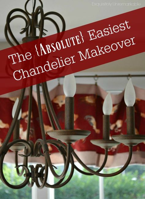 Kitchen Chandelier Makeover Old Brass Chandelier Makeover, Spray Painted Chandelier Dining Room Chandeliers, Update Boring Chandelier, Paint Brass Chandelier, Diy Old Chandelier Makeover, Add Shades To Chandelier, Chandelier Update Diy, Updating Chandelier Diy Dining Room, How To Update A Chandelier