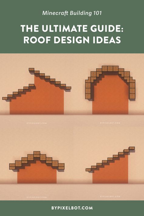 The Ultimate Guide to Minecraft House Roof Designs — ByPixelbot Minecraft Roof Design Easy, Roofs Minecraft Ideas, Minecraft Building References, Easy Minecraft Roof, Roof Styles Minecraft, Started Minecraft House, How To Build Roofs In Minecraft, Minecraft Roof Windows Design, Minecraft House Windows