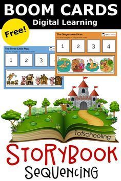 Free Boom Cards Kindergarten, Boom Cards Kindergarten, Free Boom Cards, Sequencing Activities Kindergarten, Comprehension Skills, Skull Art Drawing, Sequencing Activities, Speech Activities, Virtual Learning