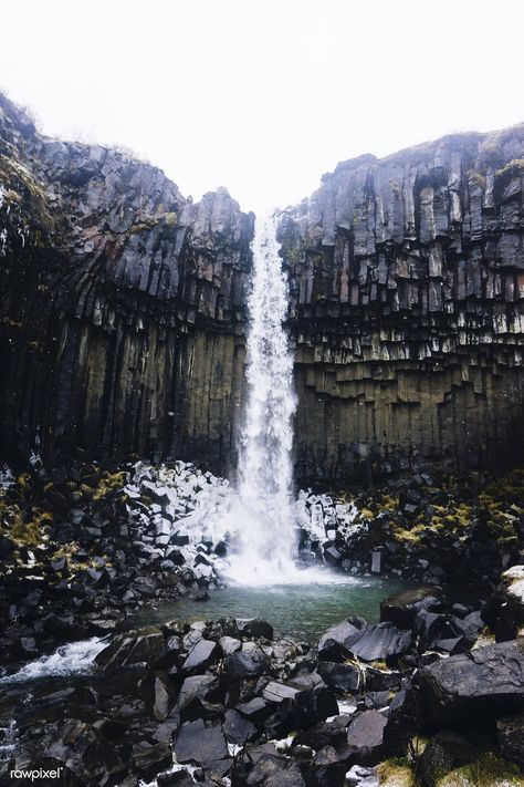 Svartifoss waterfall in Skaftafell, Vatnajökull National Park, Iceland | free image by rawpixel.com Vatnajökull National Park, Svartifoss Waterfall, Skaftafell National Park, Waterfall Iceland, Travel 2024, Winter Nature, Zion National Park, Nature Backgrounds, Nature Photos