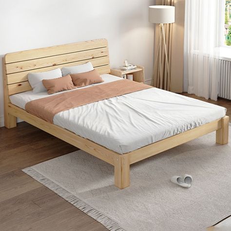 Simple Bedroom Bed Design, Korean Wooden Bed, Pine Wood Bed Design, Very Simple Bedroom Ideas, Diy Simple Bed Frame, Bed Frame Design Wood, Simple Bed Frame Ideas, Wood Bed Ideas, Wooden Bed Frame Design