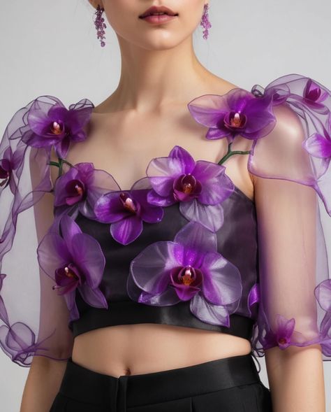 Orchid Fashion, Orchid Dress, Most Beautiful Photos, Orchid Collection, Trendy Outfits Indian, Outfits Indian, Blazer And Skirt Set, Fancy Tops, Frou Frou