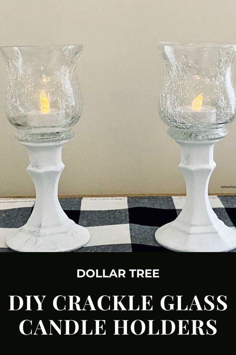 Make this dollar tree pedestal candle holder in an afternoon with these easy to follow instructions. This DIY dollar tree candle holder is simple to make and very inexpensive. And this crackle… More Diy Candlestick Holders Dollar Tree, Diy Candleabra Ideas Dollar Tree, Dollar Tree Diy Candle Holders, Paint Glass Candle Holders, Decorating Candle Holders, Diy Candle Pedestal, Dollar Tree Candle Crafts, Candle Plate Diy, Diy Tealight Holder