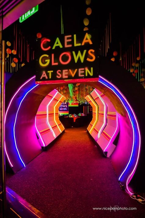 entrance (1) Glow In The Dark Trampoline Party, Glow In The Dark Themed Party, Neon Party Decorations Ideas, Nightclub Party Theme, Glow In The Dark Prom, Rave Birthday Party Ideas, Rave Birthday Party, Neon Themed Party, Glow Dance Party