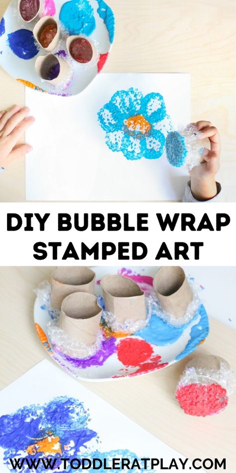 DIY Bubble Wrap Stamp Art - Toddler at Play Bubble Wrap Crafts, Bubble Wrap Art, Bubble Crafts, Bubble Activities, Diy Stamps, Toddler Painting, Art Activities For Toddlers, Toddler Art Projects, Nursery Activities