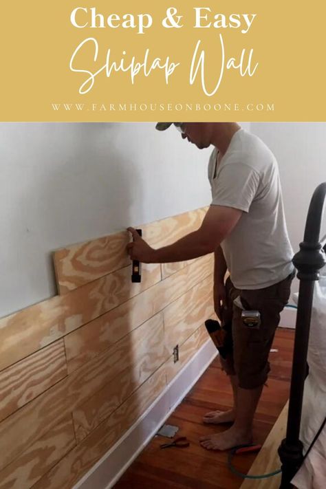 Cheap Wall Covering, Cheap Shiplap, Bedroom Shiplap, Diy Shiplap Wall, Painting Shiplap, Expensive Look, Installing Shiplap, Shiplap Wall Diy, Shiplap Walls