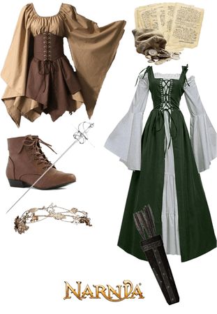 Narnia Clothes Outfits, Narnia Dress Aesthetic, The Chronicles Of Narnia Outfits, Narnia Outfits Aesthetic, Narnia Costume Ideas, Narnia Inspired Dresses, Fantasy Themed Outfits, Narnia Halloween Costumes, Medival Outfits Woman Aesthetic