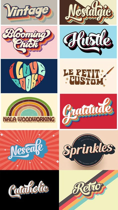 vintage retro typography logo Pop Art Font, Font Wallpaper, Font Ideas Alphabet, Hippie Logo, T Shirt Fonts, Fonts Cursive, Retro Logo Design, Font Ideas, Vintage Logos