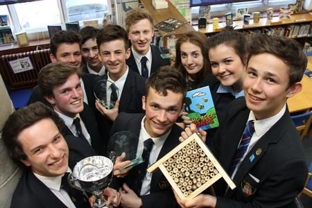 Team Revelation with their trophies from the North Yorkshire round of Young Enterprise. Insect House, Young Enterprise, Flying High, North Yorkshire, Yorkshire, Honey, Bee