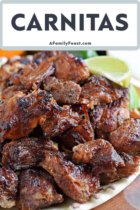 Cubed Pork Recipes, Perfect Pork Chops, Pork Carnitas Recipe, Carnitas Recipe, Pork Carnitas, Pork Meat, Hispanic Food, Family Feast, Mexican Food Recipes Authentic