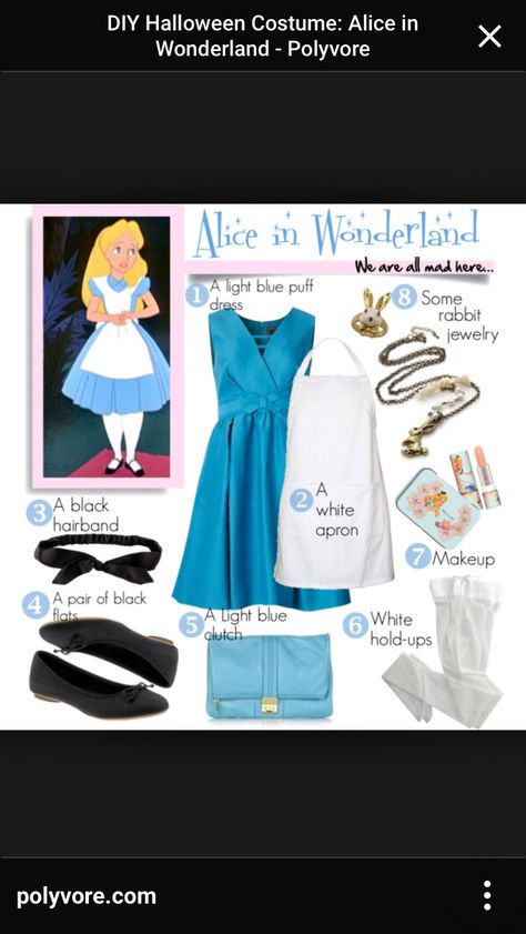 Alice outfit Alice In Wonderland Outfit, Wonderland Fashion, Alice In Wonderland Diy, Fashion Show Party, Alice Costume, Alice In Wonderland Costume, Wonderland Costumes, Book Week Costume, Diy Kostüm