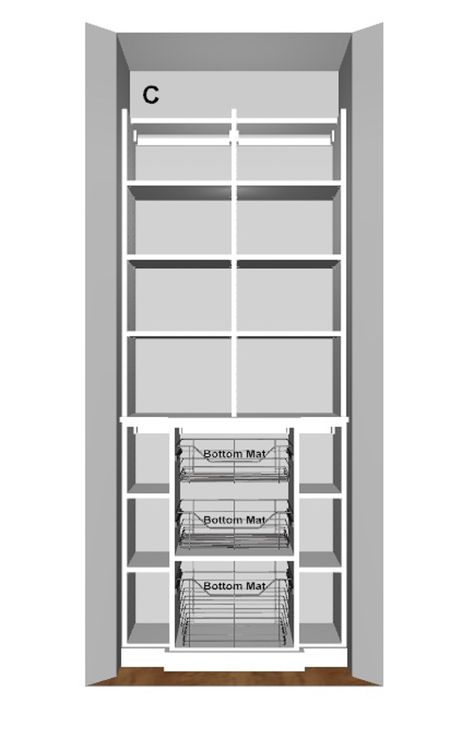 How-To Maximize A Tiny Pantry with California Closets Small Pantry Plans Layout, California Closet Pantry Ideas, Small Pantry Closet Design, Shallow Pantry Ideas, Small Pantry Remodel, Small Closet Pantry Ideas, Small Pantry Shelving, Small Pantry Shelving Ideas, Small Pantry Closet