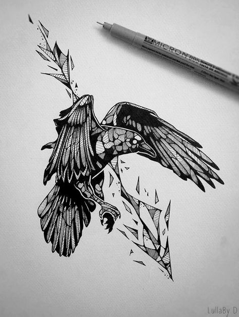 Pretty Skull Tattoos, Tattoo Crane, Rabe Tattoo, Snake Tattoo Design, Crow Tattoo, Tattoo Shirts, Raven Tattoo, Old Tattoos, Wolf Tattoos