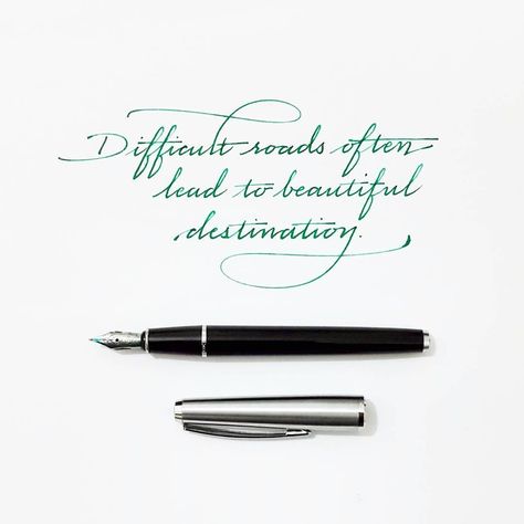 A fountain pen is one of many preferred calligraphy tools that most people use for its practices. Let's find out how to use the tool correctly! Modern Calligraphy Quotes, Pen Quotes, Fountain Pens Calligraphy, Calligraphy Tools, Handwritten Quotes, Calligraphy Words, Lettering Typography, Calligraphy Quotes, Calligraphy Handwriting