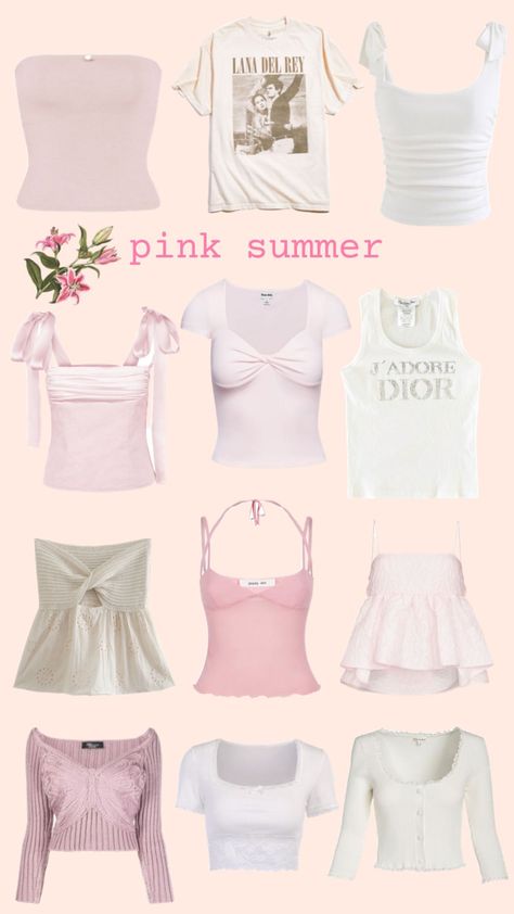 #pink #summer #outfit #clothes #pinkclothet #white #sun #sea #pinky Pink Basic Outfit, Basic Coquette Outfits, Coquette Summer Outfits, 2000 Outfit Ideas, Pink Summer Outfits, Cosy Style, Fashion Collection Inspiration, Coquette Outfits, 2000s Clothing