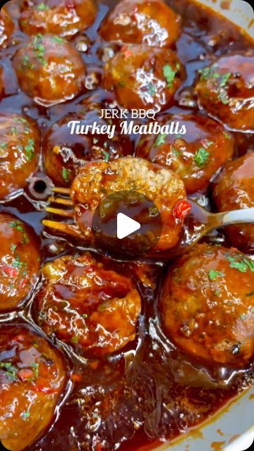 Kay on Instagram: "HONEY JERK BBQ MEATBALLS AND TURMERIC RICE 🇯🇲🤯💯🎯🥵❤️🏆🤩. This recipe also comes with the rice recipe. Easy quick tender juicy Jerk Turkey meatballs, smothered in a to die for super flavourful honey jerk bbq sauce. These not only would be a quick week night meal but also perfect for parties and gatherings.  Perfect on its own or with my turmeric rice. Wow so easy and incredibly DELICIOUS 🤤  . . DM FOR MORE INFO TO GET MY DAILY RECIPES. . . #jerkmeatballs #meatballs #jerk #jamaica #dancehall #reggea #southflorida #caribbeanfood #newyork #explorepage #wow #viral #recipes #healthyfood #canada #houston #georgia" Bbq Jerk Meatballs, Jerk Meatballs Recipe, Jerk Bbq Sauce, Jerk Turkey, Rice Recipe Easy, Recipe Easy Quick, Turkey Sauce, Jamaica Dancehall, Turmeric Rice