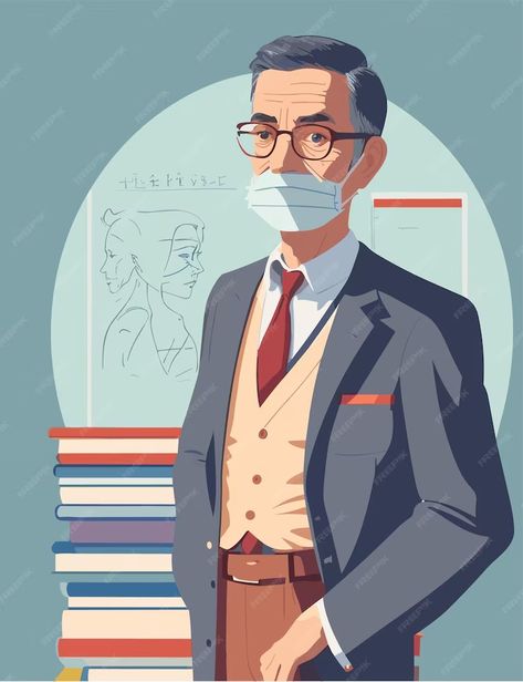 A flat illustration of professor with simple background | Premium AI-generated vector Simple Background, Simple Backgrounds, Flat Illustration, Graphic Resources, Back To School