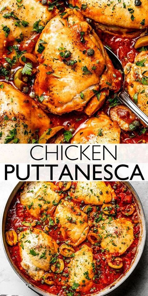 With its blend of tomatoes, garlic, capers, and more, puttanesca sauce is a quick but delicious dinner recipe. And, while puttanesca sauce is most famously served over pasta, it’s good on almost anything, especially chicken! Chicken Puttanesca, Puttanesca Recipe, Foods Around The World, Chicken Thights Recipes, Cultural Foods, Puttanesca Sauce, Zesty Chicken, Capers Recipe, Traditional Dishes