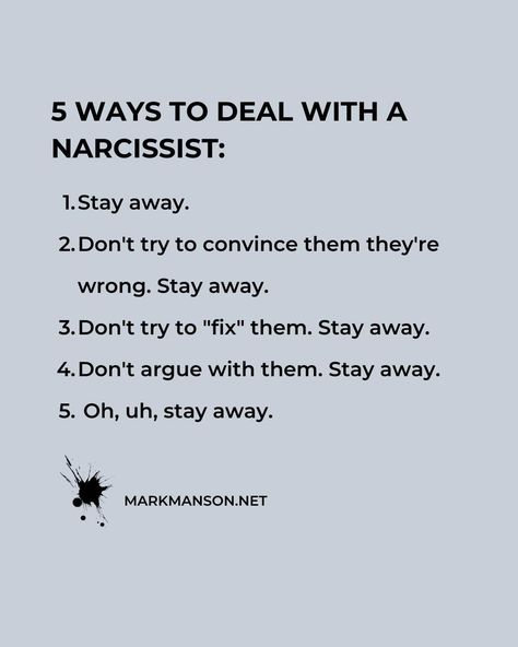 Mark Manson on Instagram: “Narcissists are easy to deal with. You don't.” Go No Contact, Mark Manson, Narcissism Quotes, Narcissism Relationships, Narcissistic Parent, No Contact, Emotional Awareness, Narcissistic Behavior, After Life