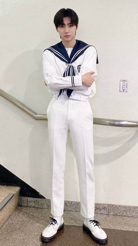 Sailor Outfit Mens, Sunghoon Fashion, Sailor Clothes, Normcore Style, Sailor Outfit, Sailor Suit, Clothes Men, Park Sunghoon, Sunghoon Enhypen