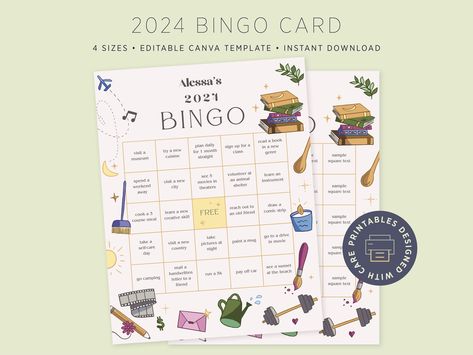 2024 Goals Bingo Card Bingo Graphic Design, Card Template Aesthetic, Goal Categories, Goals Bingo, 2024 Bingo, Custom Bingo Cards, Bingo Card Template, Free Bingo Cards, Track Goals