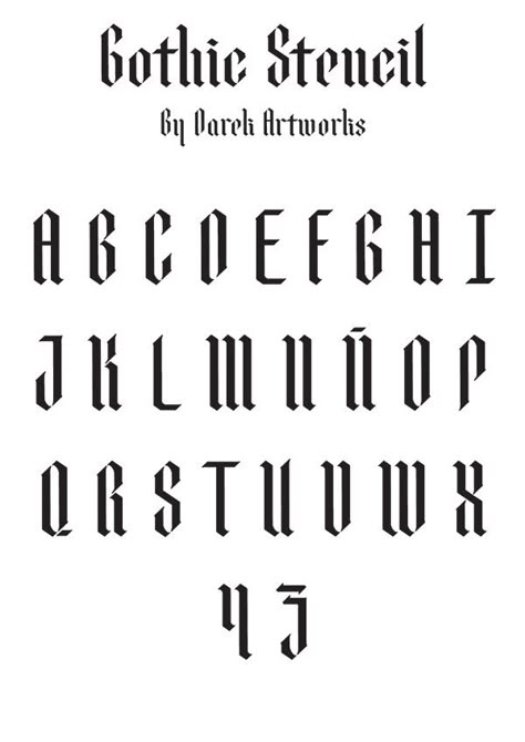 Gothic Stencil Font Gothic Stencil, Font Lettering Alphabet, Halloween Fonts Alphabet, Medieval Font, Gothic Alphabet, Calligraphy Fonts Alphabet, Gothic Lettering, Tattoo Lettering Styles, Alphabet Lettering