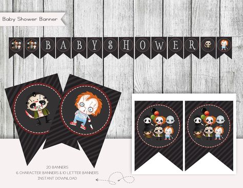 Excited to share the latest addition to my #etsy shop: Horror Movie Baby Shower Banner, Scary Movie Banner, Baby Shower Party, Digital File, Instant Download #horrormovie #banner #bunting #flags #babyshower #freddy #fridaythe13 https://etsy.me/3DCe7FD Movie Banner, Baby Announcement Pictures, June Bug, Baby Letters, Horror Themes, Halloween Fonts, Diy Banner, Scary Movie, Movie Themes