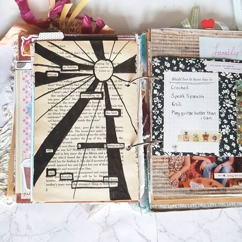 Junk Journal fully completed flip through bound using large rings #junkjournalflipthrough #junkjournal Travelers Notebook Planner, Create Journal, Large Rings, Journal Challenge, Memory Journal, Blackout Poetry, Glue Book, Old Book Pages, Planner Decorating